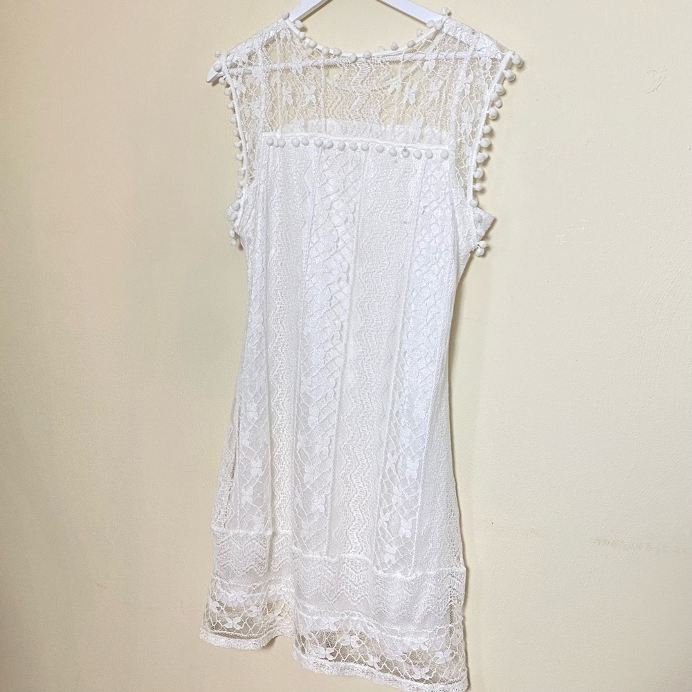 Knitted Laced White Fashion Summer Dress With Tassels. SZ L - Picture 11 of 14